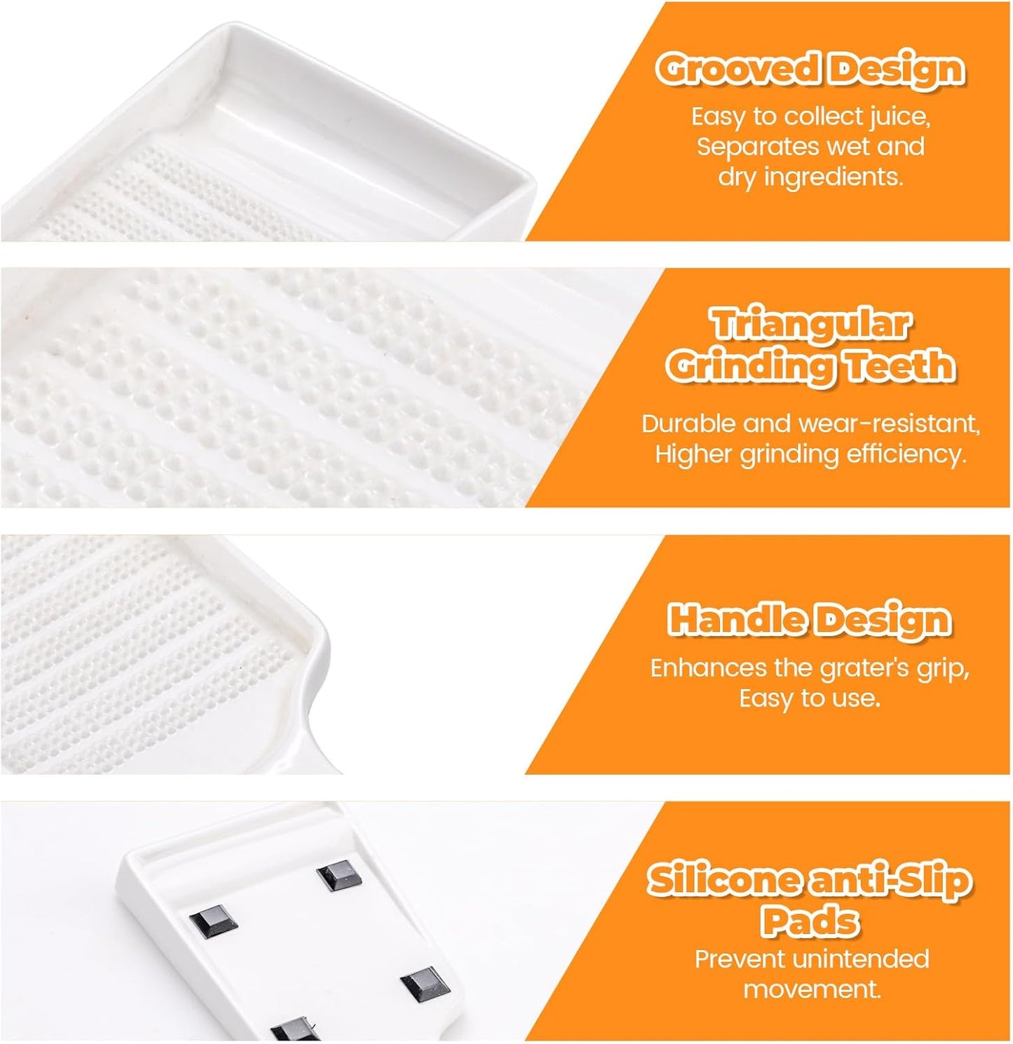 LELE LIFE Ceramic Grater Plate for Garlic and Ginger, Porcelain Garlic Grater Plate Bowl Dish for Grating, Grinding and Dipping (Oval)