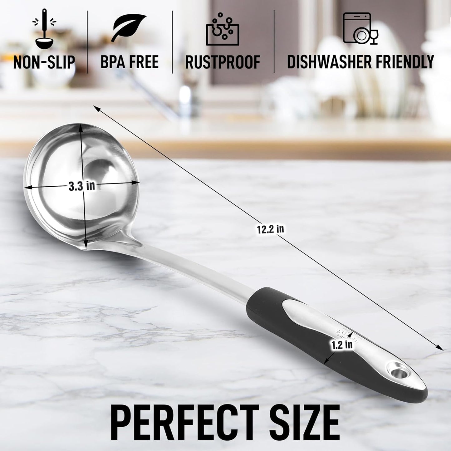 Zulay Kitchen Stainless Steel Spatula - 14.8” Heat-Resistant Metal Slotted Turner for Cooking, Frying & Grilling - Durable, Rust-Proof & Dishwasher Safe Kitchen Utensil for Everyday Use
