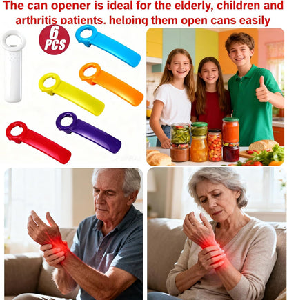 6 Pcs Jar Key Opener for Weak Hands, Elderly & Children - Plastic Jar Lid Opener with Easy Grip Hand Held 5.5" Colorful Design