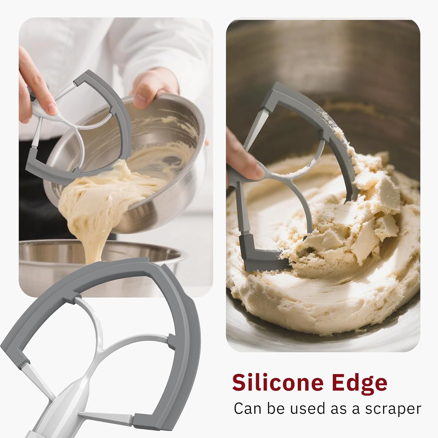 Flex Edge Beater 3Pcs for KitchenAid Mixer Attachments and Accessories Compatible with 4.5-5 Quart Tilt-Head Stand Mixers (K45WW 6-Wire Whip, 4.5-5QT Flat Beater Paddle, 4.5-5QT Dough Hook Attachment)