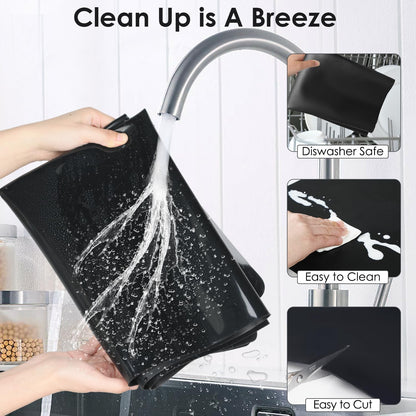 Standard Silicone Mat,Black Baking Mat-Food Grade Kids Dinner Table Placemat Non Slip Counter Mat with Raised Edges Heat Resistant Mat for Air Fryer Nonstick Pastry Dough Mat(1 Pack 23.6'' x 15.7'')