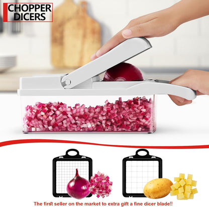 Professional Compact Vegetable Chopper, Veggie Chopper, Chopper Vegetable Cutter, Veggie Chopper with Container, Mandoline Slicer Dicer 9 Inserts