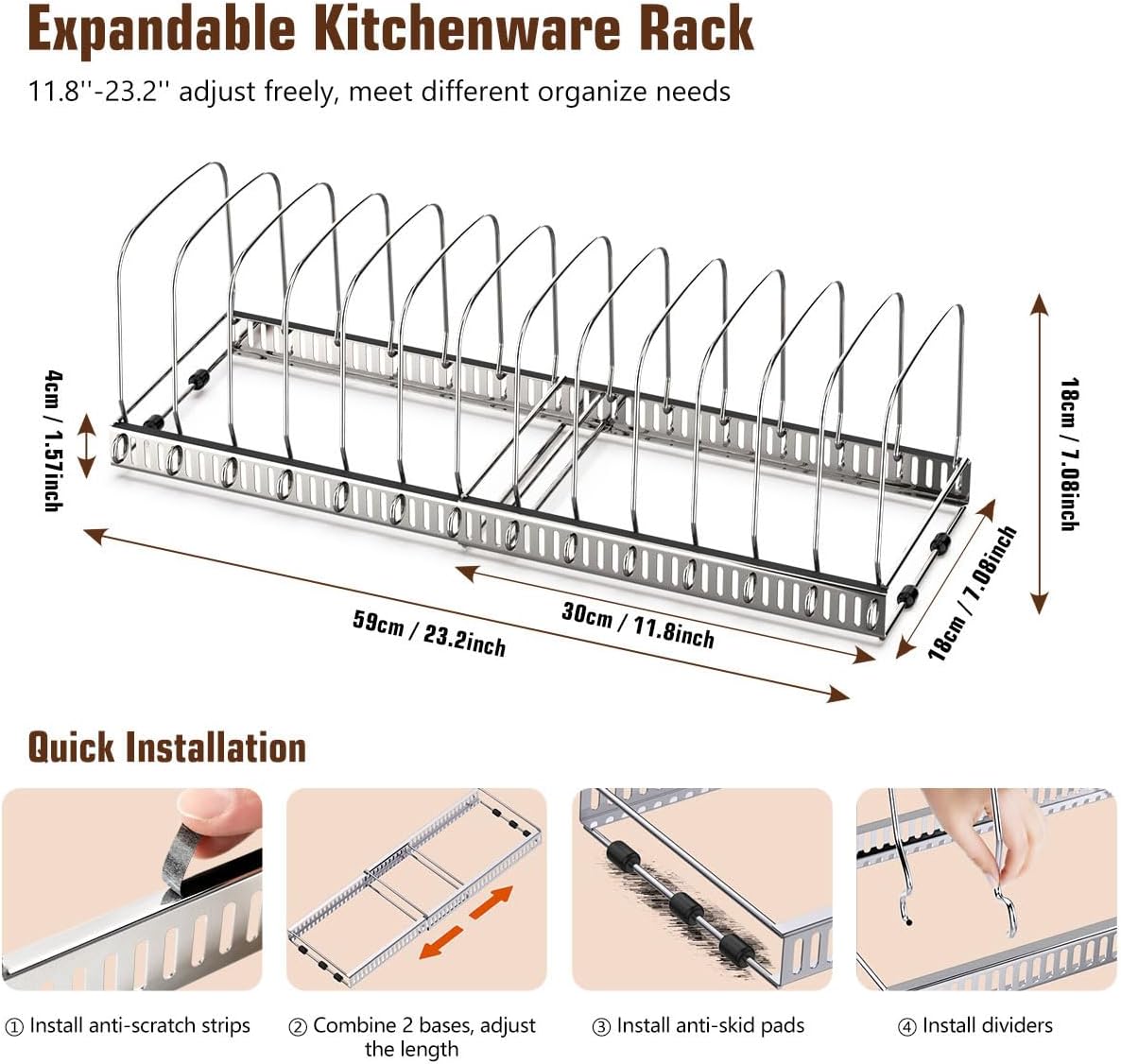 Housolution Cutting Board Organizer Rack, Expandable Baking Tray and Cookie Sheet Organizer with 14 Adjustable Dividers, Bakeware Muffin Tin Cupcake Pan Storage Organizer for Cabinet, Black