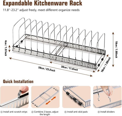 Housolution Cutting Board Organizer Rack, Expandable Baking Tray and Cookie Sheet Organizer with 14 Adjustable Dividers, Bakeware Muffin Tin Cupcake Pan Storage Organizer for Cabinet, Black