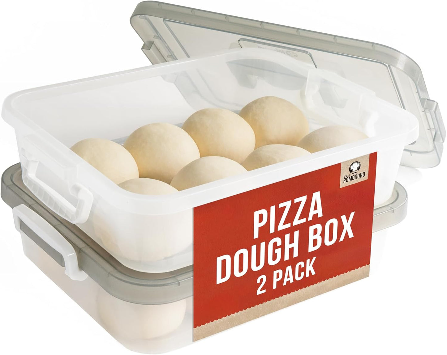 Chef Pomodoro Pizza Dough Proofing Box, 14 x 11-Inch, Preparation Container with Lid, Fits 4-6 Proofing Balls, Household Pizza and Bread Dough Tray With Convenient Carry Handle (Blue)