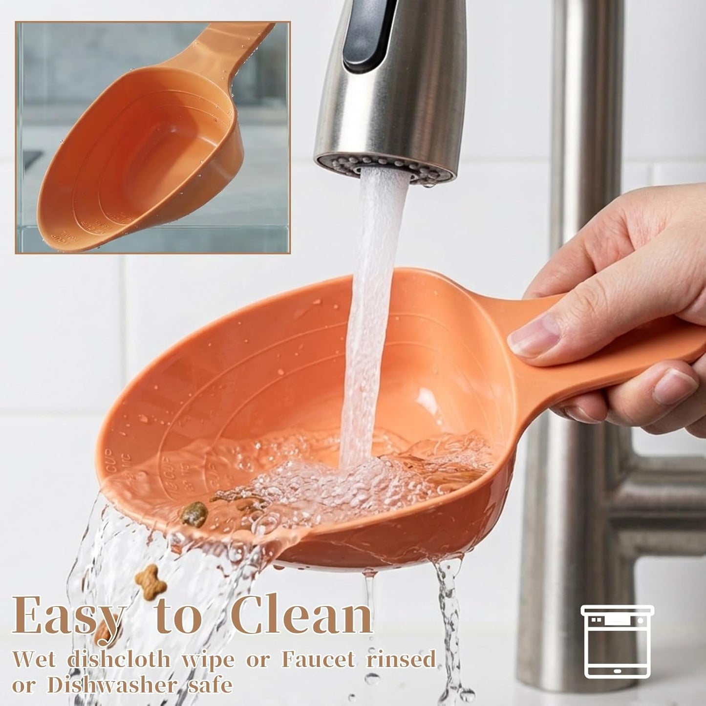 Dog Food Scoop with Precise Markings - 1 & 1/2 & 1/4 Cup Food-Grade Melamine Pet Food Measuring Cup, Durable Food Feeding Scoop for Dog Cat Bird and Rabbit