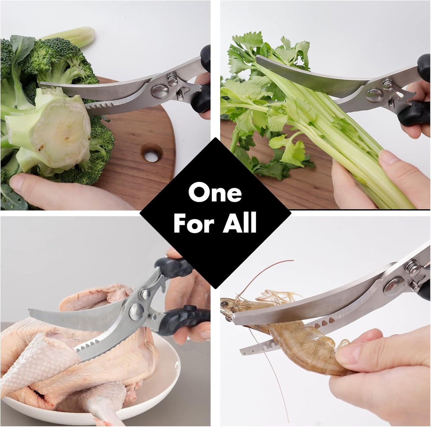 Poultry Shears, Heavy Duty Kitchen Shears With Anti-Slip Handle & Safety Lock, Poultry Scissors for Meat, Chicken, Bone,Turkey, Fish, Spring Loaded, Dishwasher Safe
