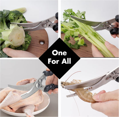 Poultry Shears, Heavy Duty Kitchen Shears With Anti-Slip Handle & Safety Lock, Poultry Scissors for Meat, Chicken, Bone,Turkey, Fish, Spring Loaded, Dishwasher Safe