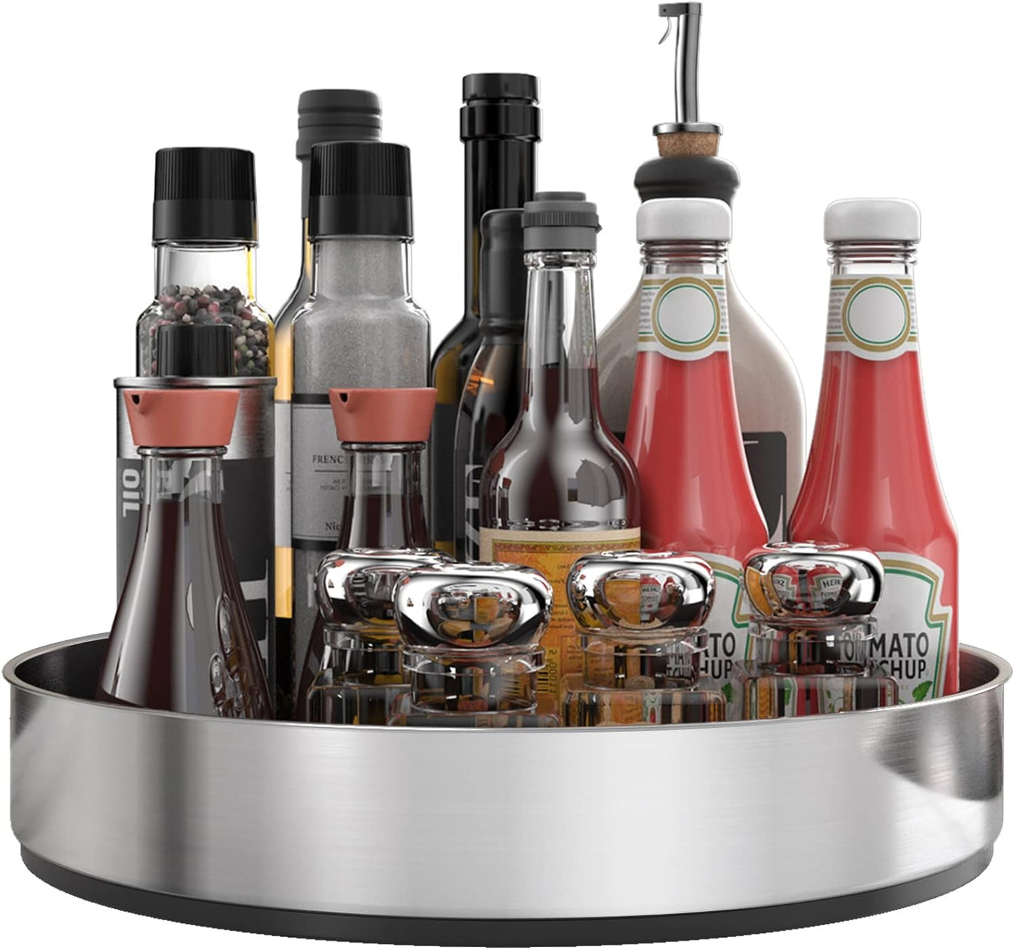 VAEHOLD Lazy Susan Turntable Spice Rack Organizer for Kitchen Cabinet, Storage Tray for Fruit, Snacks, Salad - Organizer for Cupboard, Pantry, Bathroom, Table, Cosmetic (White, 9 4/5'')