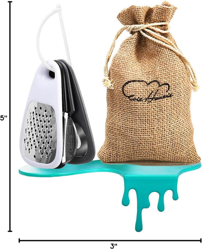 Kitchen Gadgets Set 5 Pieces, Space Saving Cooking Tools Kitchen Accessories - Fruit/Vegetable Peeler, Cheese/Chocolate Grater, Bottle Opener, Pizza Cutter, Garlic/Ginger Grinder Gift Set (Black)