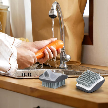 Aodaer 4 Pieces Vegetable Brush Potato Scrubber Brush Silicone Hard and Soft Side Fruit Cleaning Tools for Delicate or Tough-Skinned Vegetables