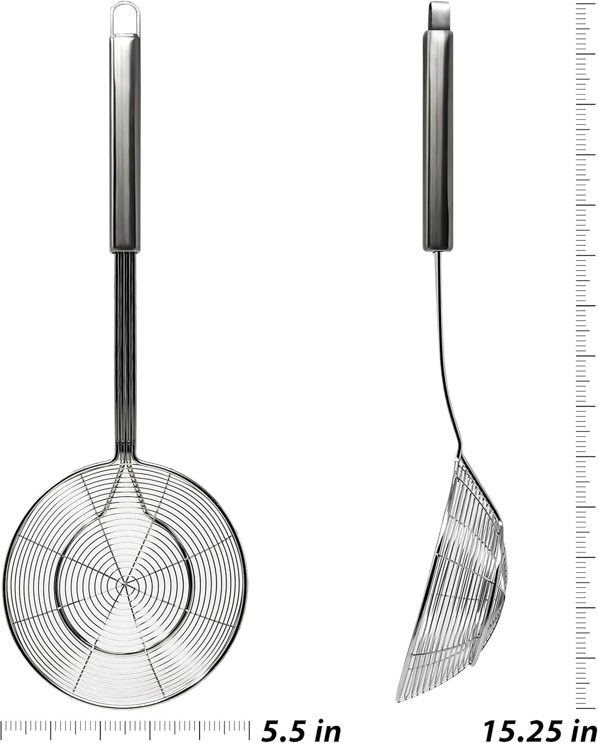 Makerstep Premium Stainless Steel Spider Strainer Skimmer Ladle, Kitchen Utensils Wire Strainer Pasta Strainer Spoon, 5.5 Inch