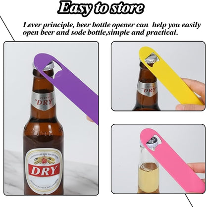 5 Pcs Pink Stainless Steel Heavy Duty Flat Bottle Openers, 7 Inch Solid Beer Opener for Bartenders, Bars, Kitchens, Weddings, Birthday Parties