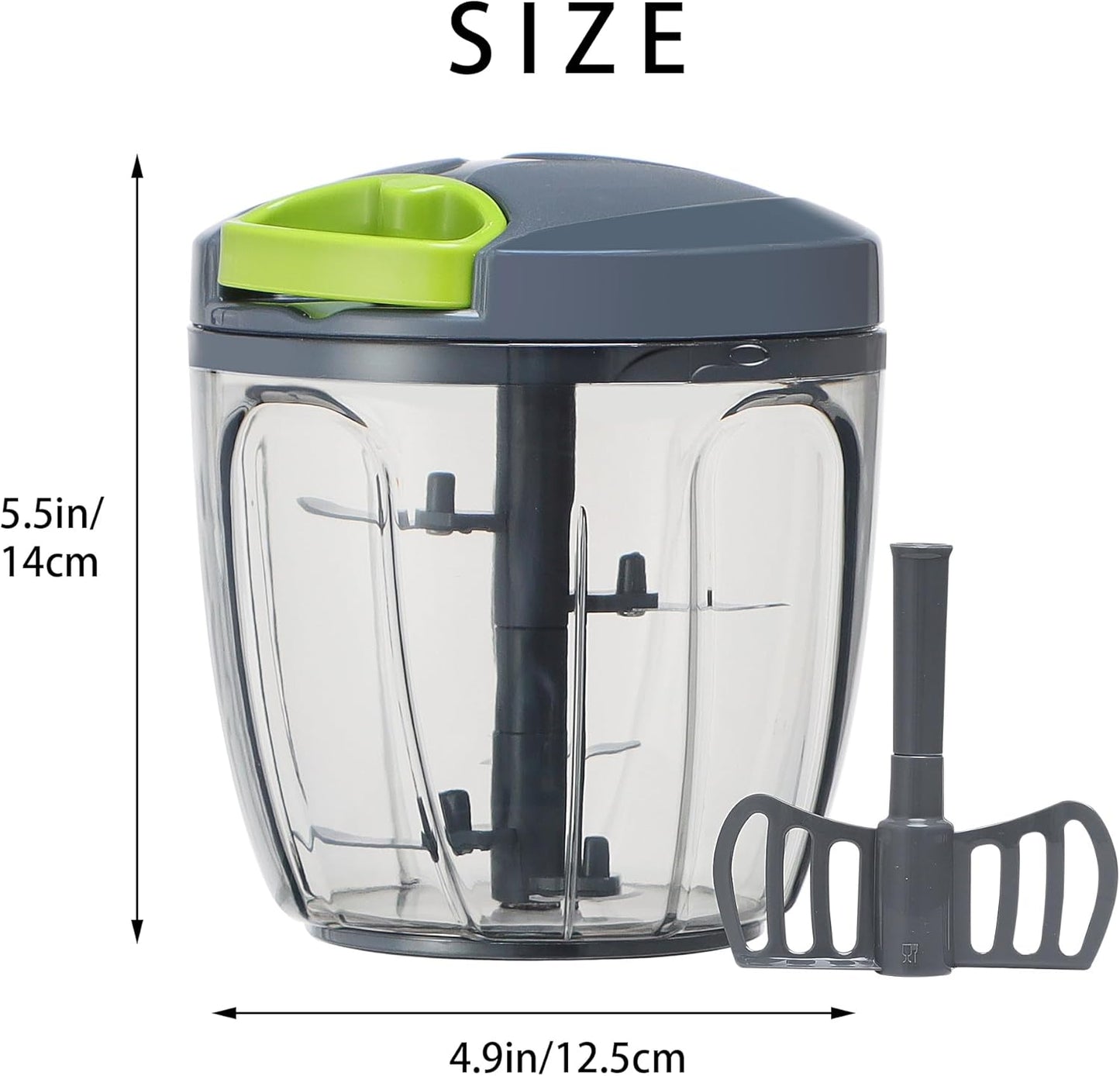 Ourokhome Manual Food Processor Vegetable Chopper, Portable Hand Pull String Garlic Mincer Onion Cutter for Veggies, Ginger, Fruits, Nuts, Herbs, etc., 500ml, Deep Blue