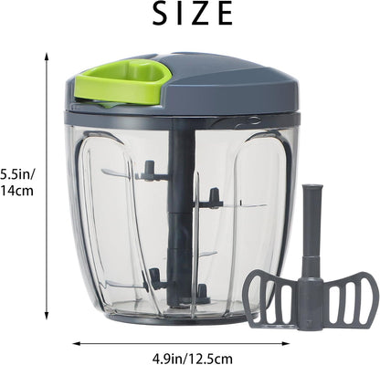 Ourokhome Manual Food Processor Vegetable Chopper, Portable Hand Pull String Garlic Mincer Onion Cutter for Veggies, Ginger, Fruits, Nuts, Herbs, etc., 500ml, Deep Blue
