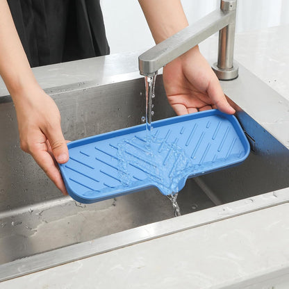 MicoYang Silicone Soap Dish with Drain Spout, Self-Draining Sink Organizer Tray for Bathroom and Kitchen, Sponges, Dispensers and Soap Holder, Non-Slip and Dishwasher Safe, Black (Compact, 4.9"×3.2")