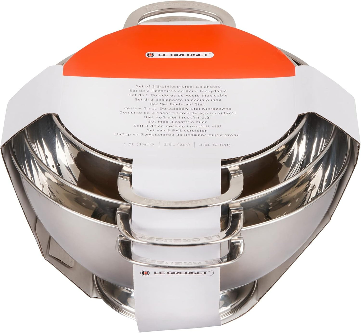 Le Creuset Set of 3 Nested Mixing Bowls w/Nonslip Silicone Base & Plastic Air Tight Lids