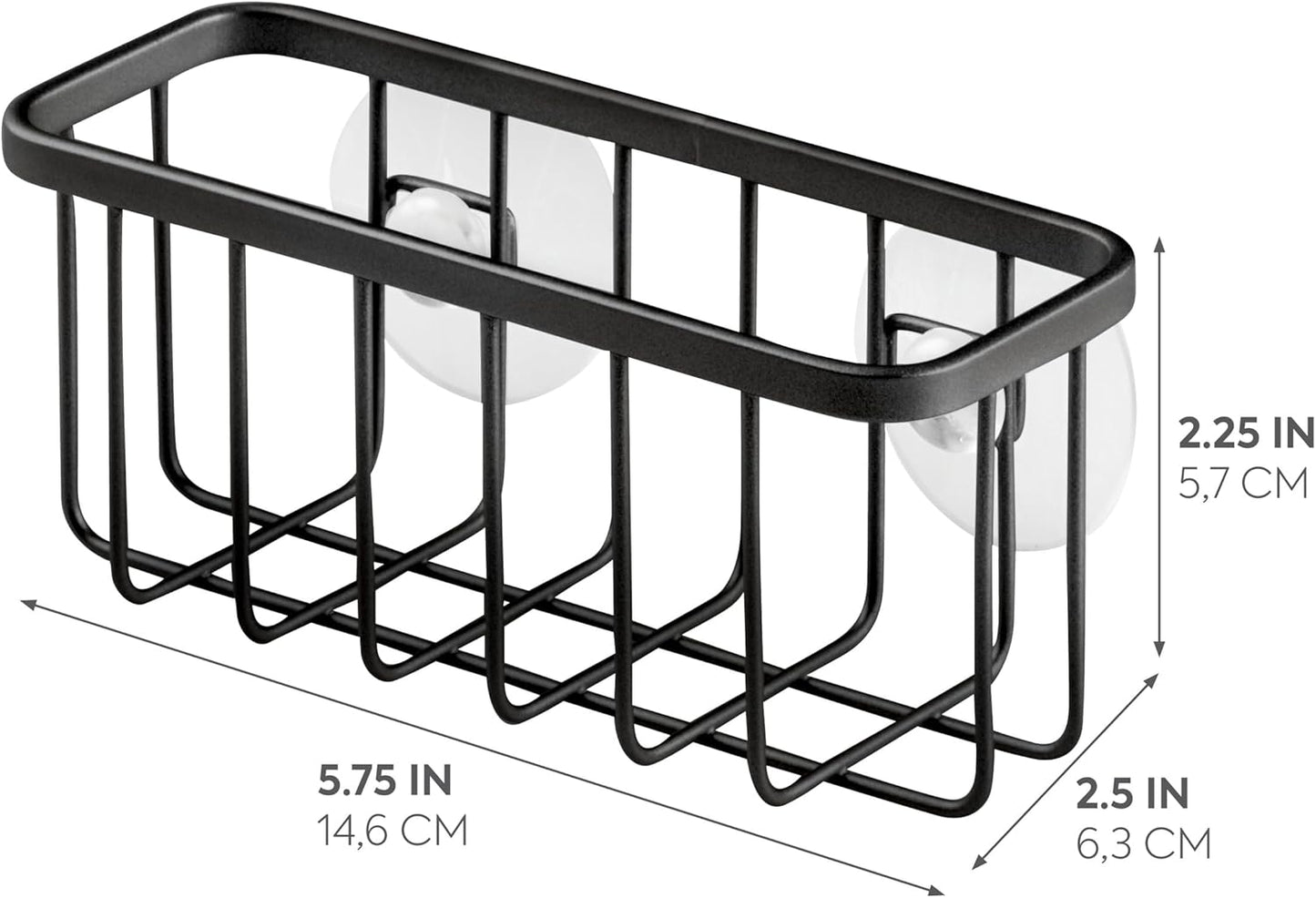 iDesign Gia Stainless Steel Dish Sponge Holder Basket with Suction Cups, Ideal for Kitchen Sinks and Bathroom Organization, 2.25"D x 2.5"W x 5.75"H, Set of 1, Polished