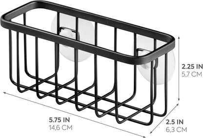 iDesign Gia Stainless Steel Dish Sponge Holder Basket with Suction Cups, Ideal for Kitchen Sinks and Bathroom Organization, 2.25"D x 2.5"W x 5.75"H, Set of 1, Polished