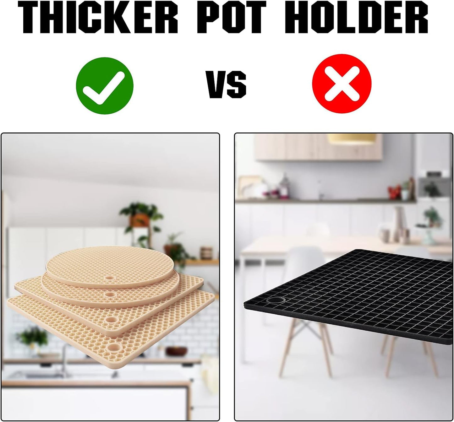 Joyhalo Trivets for Hot Dishes - Hot Pads for Kitchen, Silicone Pot Holders for Hot Pots and Pans, Silicone Mats for Kitchen Countertops, Table, Flexible Easy to Wash and Dry, Grey