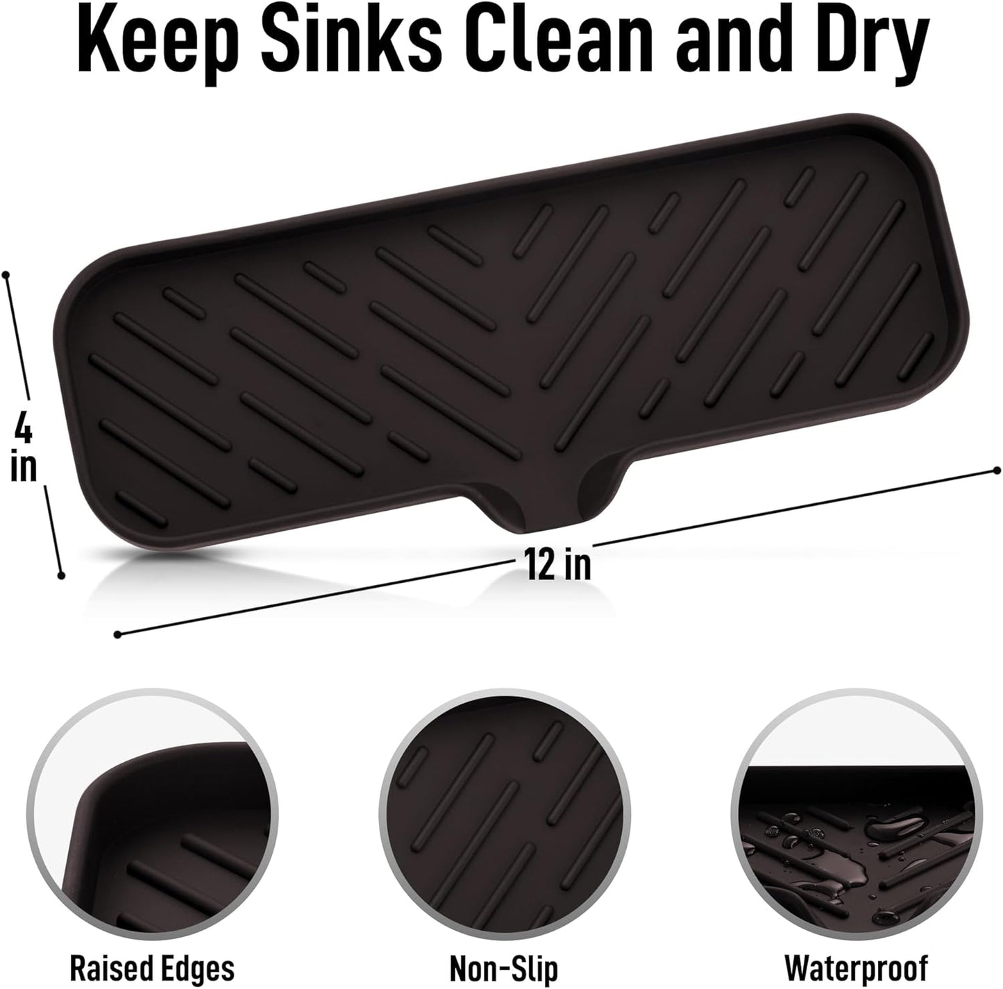Zulay Kitchen (9x3.5in Sponge Holder for Kitchen Sink - Flexible Heavy-duty Multipurpose Sink Caddy - Counter Organizer for Kitchen, Bathroom, Makeup, Trinkets & More! (Grey)