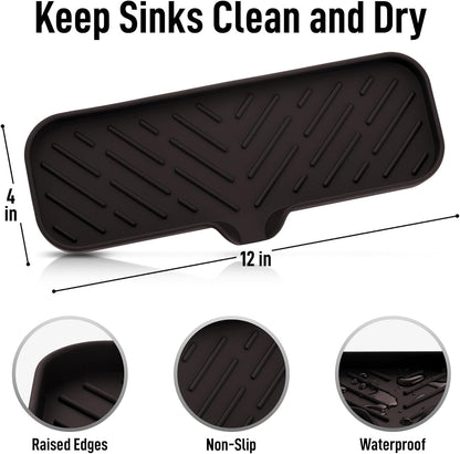 Zulay Kitchen (9x3.5in Sponge Holder for Kitchen Sink - Flexible Heavy-duty Multipurpose Sink Caddy - Counter Organizer for Kitchen, Bathroom, Makeup, Trinkets & More! (Grey)