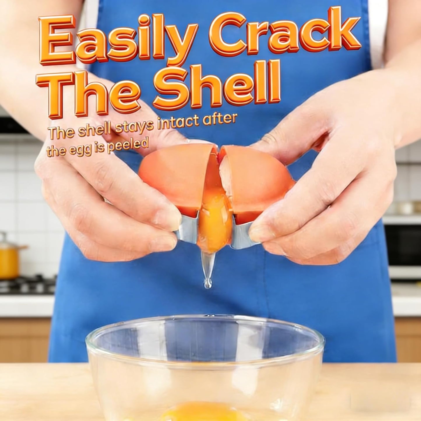 Stainless Steel Egg Cracker & Separator, Handheld Egg Opener for Raw & Hard-Boiled Eggs, Multifunctional Kitchen Gadget for Easy Peeling & Yolk White Separation (1)