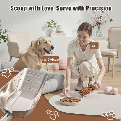 Pet cat-dog food-scoop measuring 1-cup - Food-grade 304 stainless steel material | 1-Cup capacity | Precision scale measurements