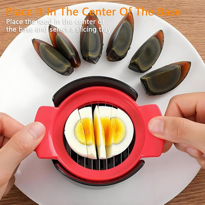 3-in-1 Egg Slicer for Hard Boiled Eggs, Stainless Steel Wire Egg Cutter/Dicer with Plastics Non-Slip Base, Multi-Purpose Kitchen Tool for Soft Fruits, Strawberries, Mushrooms, Easy to Clean