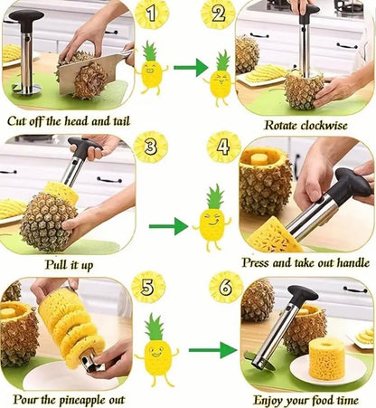 Stainless Steel Pineapple Corer & Slicer - Thick Blade, Easy-to-Use Pineapple Cutter & Core Removal Tool for Perfect Pineapple Rings