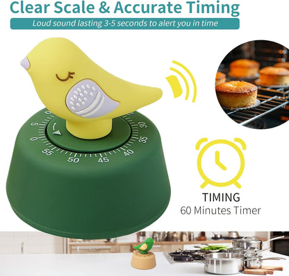 Quirky Creature Mechanical Kitchen Timer, Cute 60-Minute Manual Wind Up Countdown Clock, Unique Matte Blue Visual Timer for Kids, Creative Study Tool & Office Desk Gift (Blue)