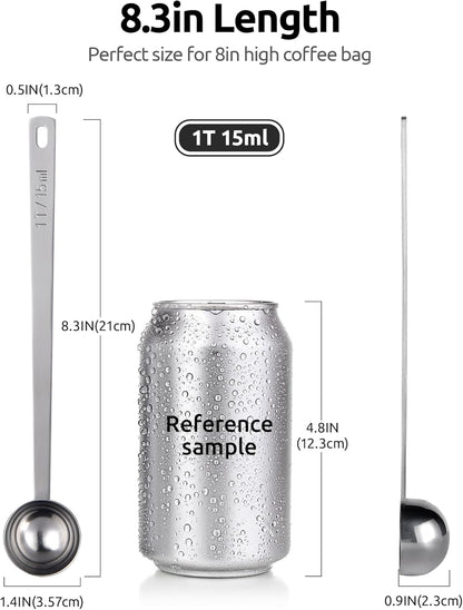 U-Taste Coffee Scoop 1 Tablespoon: 18/8 Stainless Steel Measuring Scooper for Ground Coffee, Bean, Powder, Espresso, 4.3in Long Handle Metal Measure Spoon for Canister, Jar (1Tbsp/15ml)