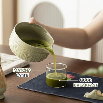 8-Piece Matcha Whisk Set with Bowl, Bamboo Matcha Whisk, Whisk Holder, Scoop & Sifter, Traditional Matcha Kit for Ceremonial Matcha Tea & Lattes, Green