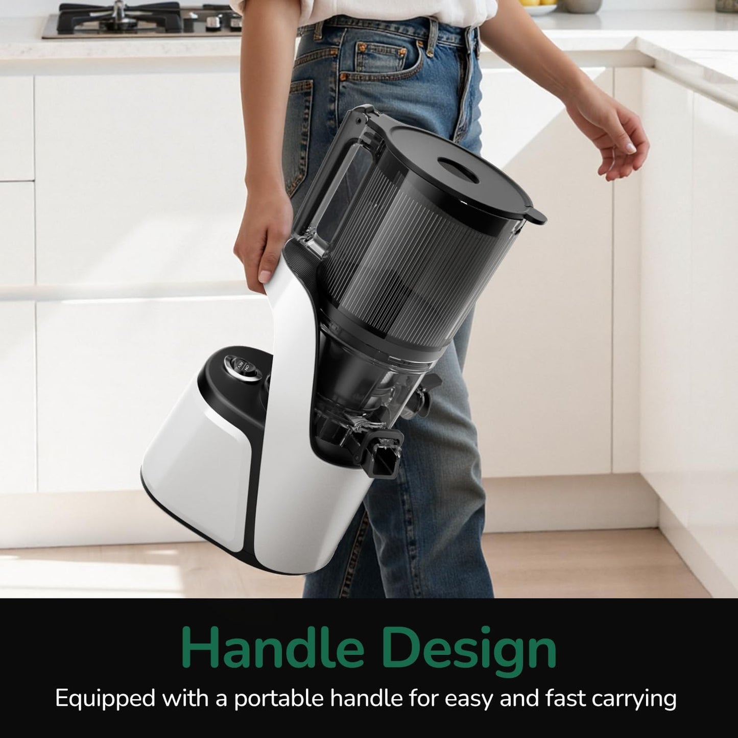 Canoly C16 Cold Press Juicer, 6" Extra Wide Feed Chute, 3-IN-1 Strainers (Juice & Sorbet & Nut Milk), Powerful AC Brushless Motor, Self Precut System, Juicer Machines with BPA-Free (Space Gray)