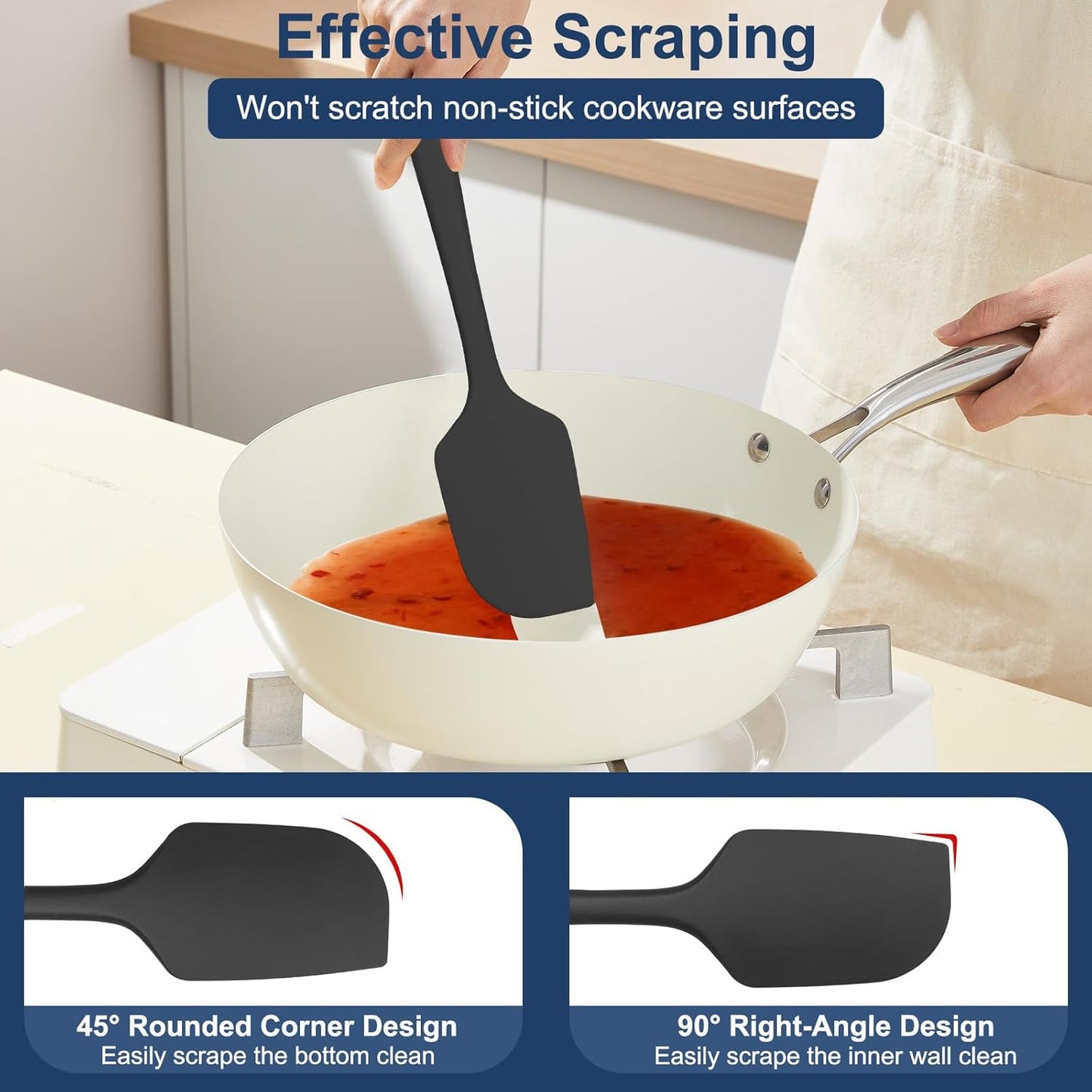 4 Pcs Silicone Spatula Set, 11.4 In, 600°F Heat Resistant Rubber Spatulas for Baking, Cooking & Mixing, Flexible and Non-Stick Kitchen Utensils, Seamless & Dishwasher Safe (Multicolor)