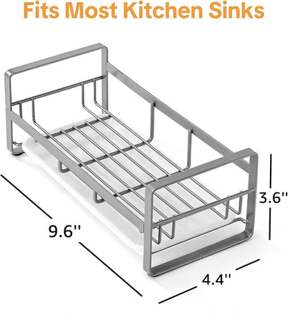 HULISEN Kitchen Sink Sponge Holder, 304 Stainless Steel Kitchen Soap Dispenser Caddy Organizer, Countertop Soap Dish Rack Drainer with Removable Drain Tray, not Including Dispenser and Brush