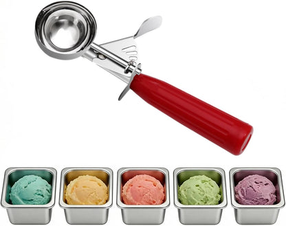 QUAL COOK Heavy Duty Stainless Steel Ice Cream Scoop 4 oz, Cookie Scoop with Trigger, Baking Scoop for Bakeries,Restaurants & Dessert Shops, #8, Grey