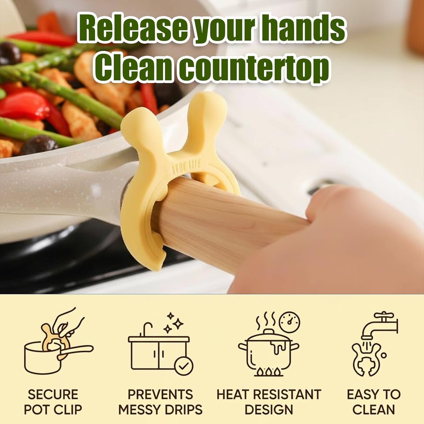 6 PCS Spoon Holder for Pot, Pot Spoon Rest Set, Reusable Kitchen Utensil Organizer, Versatile Cooking Tool for Countertop Organization (Yellow/Green/Beige)