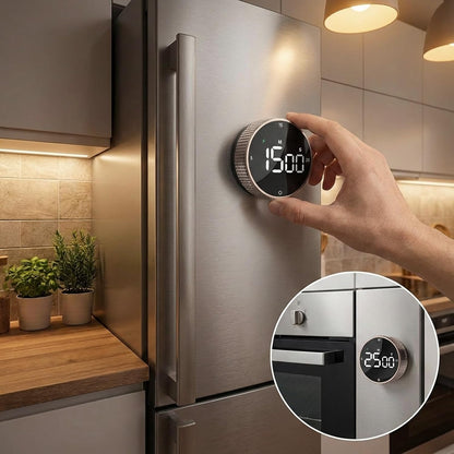 Rechargeable Magnetic Kitchen Timer, LED Countdown/Count-Up Timer, Supports USB-C Charging, with Loud Alarm, 3 Preset Quick Times (5/15/25m), Perfect for Kitchen Cooking, Studying, and Fitness