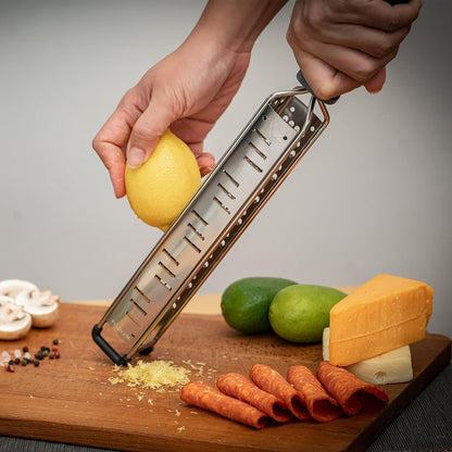 Lemon Zester, Stainless Steel Kitchen Cheese Grater, Plastic Cover Ergonomic Soft Black Handle