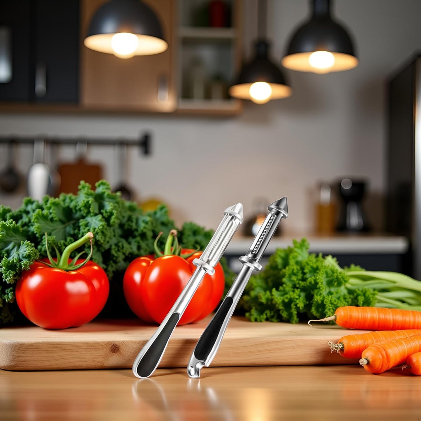 2Pc Silver All In One Multifunctional Vegetable Peeler,4 and 1Julienne Peeler Vegetable Peeler,Veggie Peelers for Kitchen,Potato kitchen Pear Tomato Cucumber Graters, Peelers and Slicers