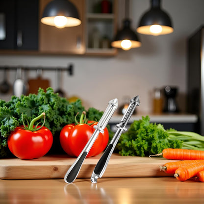 2Pc Silver All In One Multifunctional Vegetable Peeler,4 and 1Julienne Peeler Vegetable Peeler,Veggie Peelers for Kitchen,Potato kitchen Pear Tomato Cucumber Graters, Peelers and Slicers