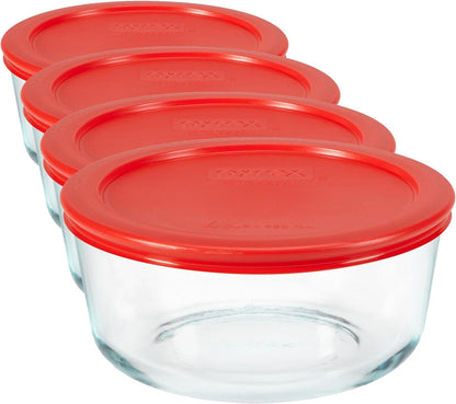 Pyrex Simply Store Glass Food Storage Container, Snug Fit Non-Toxic Plastic BPA-Free Lids, Freezer Dishwasher Microwave Safe, 11 Cup