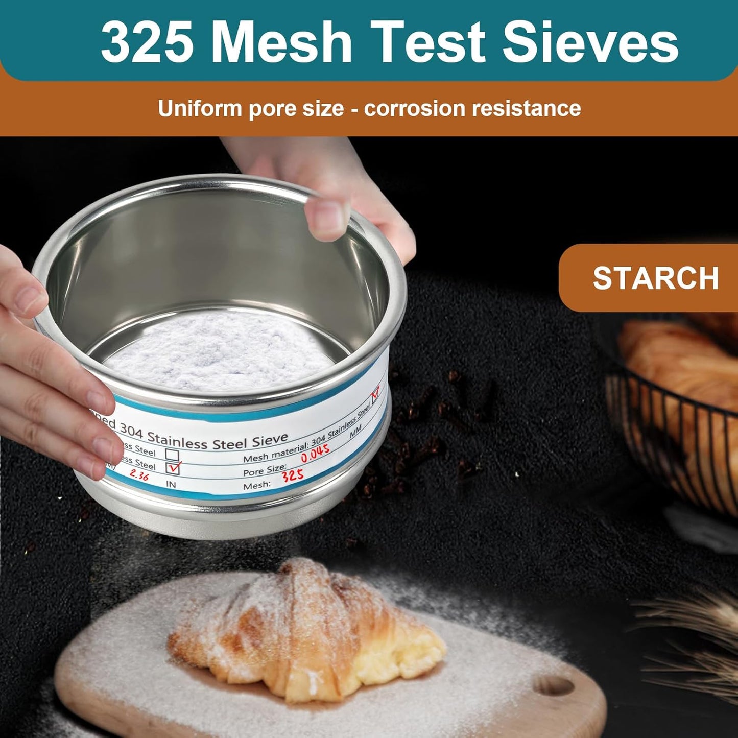 Full 304 Stainless Steel Mesh Sieve Screen, LVDALAB 100 Mesh (0.15mm) Aperture, 2.4inch(6CM) Dia Standard Sample Analysis Test Sieves Sifters Strainer for Industrial Laboratory Homes