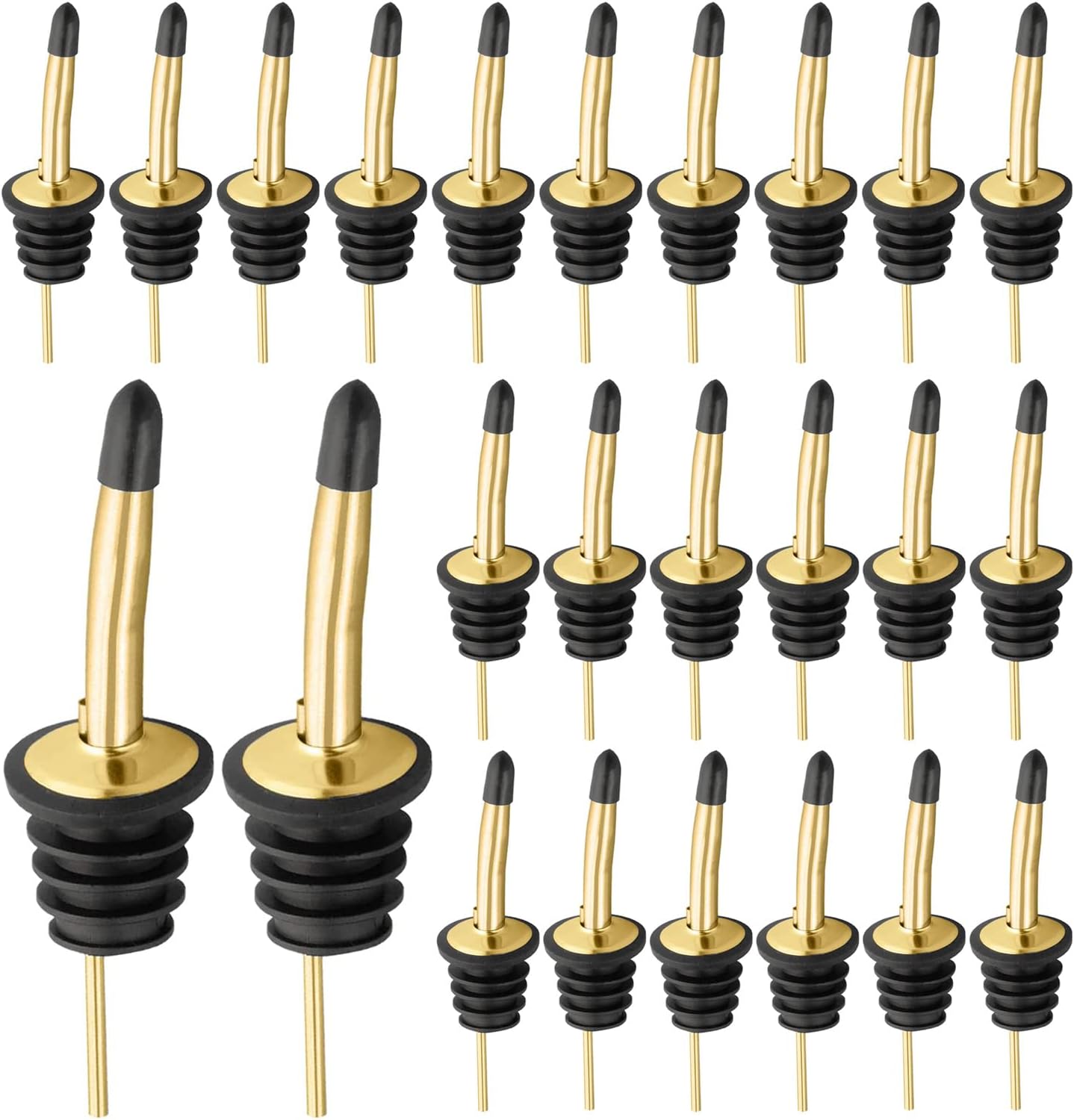 Pafusen 6 Pack Liquor Bottle Pourers, Liquor Pour Spout for Liquor Bottles, Stainless Steel Olive oil Dispenser Spout, Alcohol Pourer Spouts Dust Caps Covers Fixed, Sliver