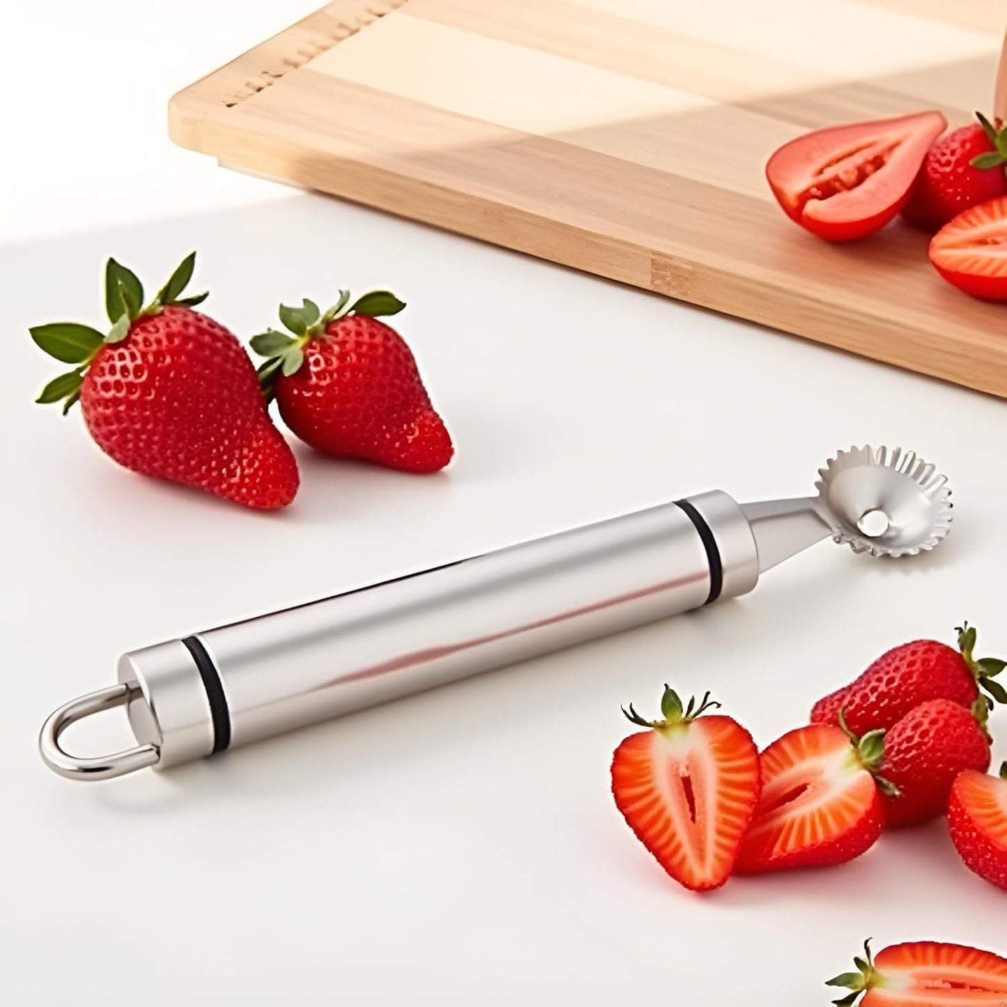 Stainless Steel Strawberry Huller and Tomato Stem Corer Tool Multi-Function Stainless Corer and Pitter Remover for Strawberry Gadgets Kitchen Tool Blade Craft Fruit Tools Fruit and Vegetable Corers