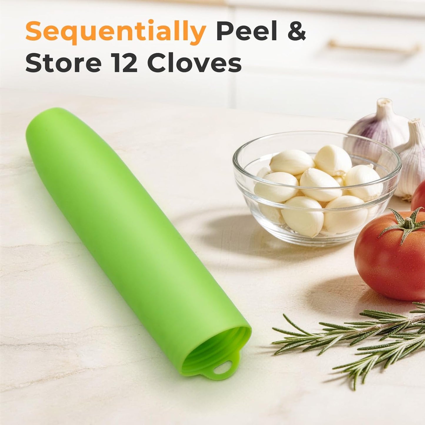 Silicone Garlic Peeler Tube Roller, Effortless Single & Bulk Clove Peeling, Odor-free Kitchen Tool, Stores 10-12 Cloves (Black,Green)