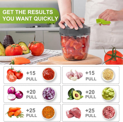 Manual Food Processor Vegetable Chopper, Portable Hand Pull String Garlic Mincer Onion Cutter for Veggies, Ginger, Fruits, Nuts, Herbs, etc.,500ml