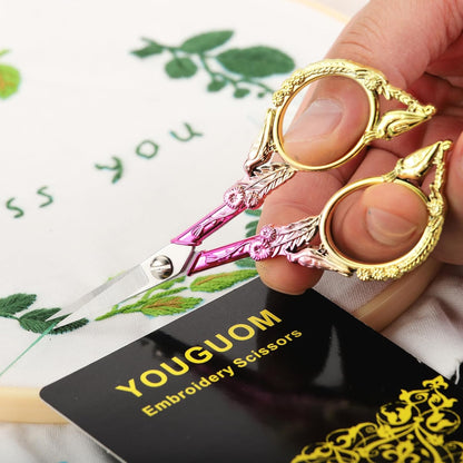YOUGUOM Sewing Embroidery Scissors, Small Thread Scissor for Craft Artwork Needlework Yarn Knitting Detail Snips, Black Cute Bird Shears