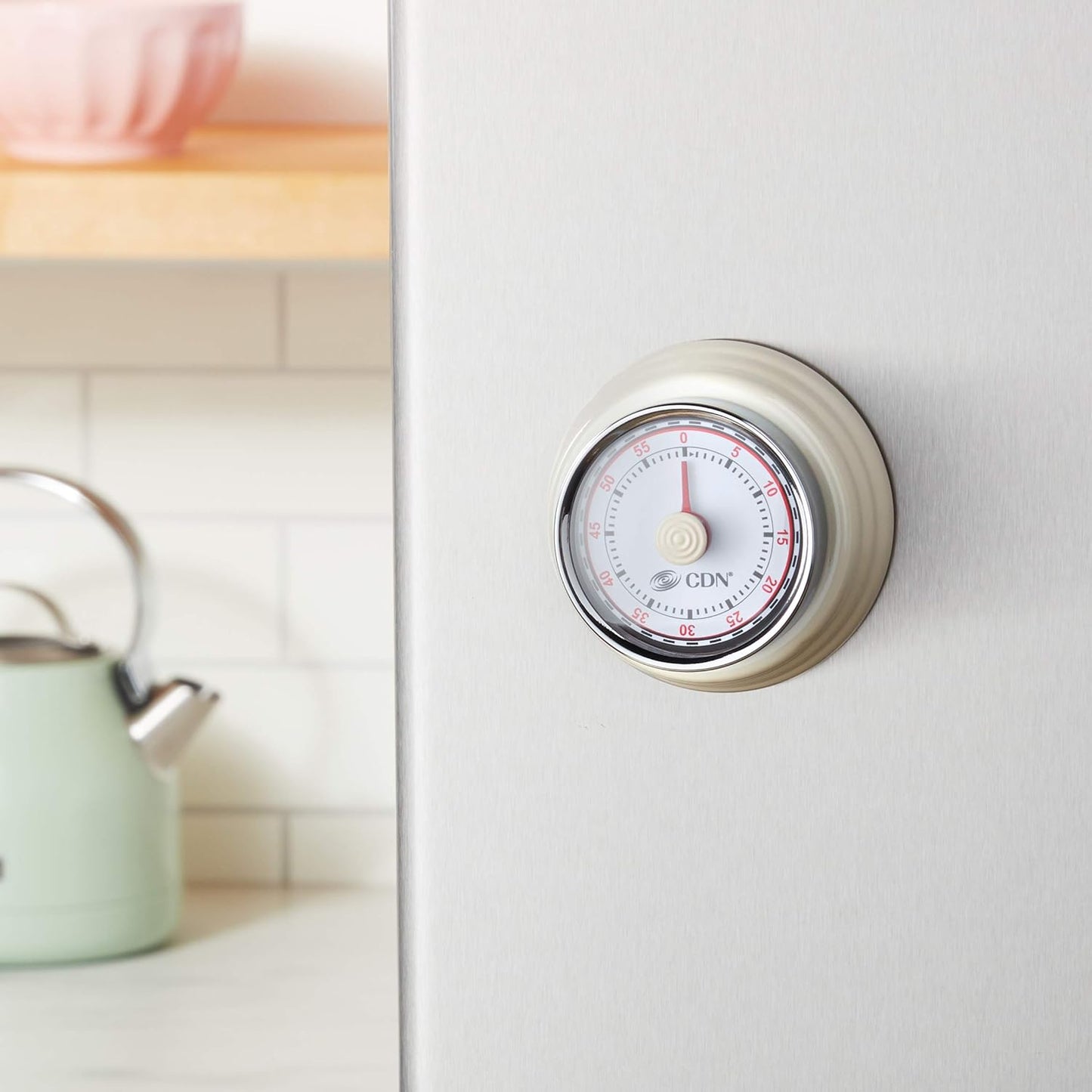 CDN Compact 60-Minute Mechanical Timer | Easy-to-Read 2.5” Dial | Loud 3-Second Alarm | Ideal for Cooking or Baking | Countertop or Wall Mountable | Silver Finish | MT1